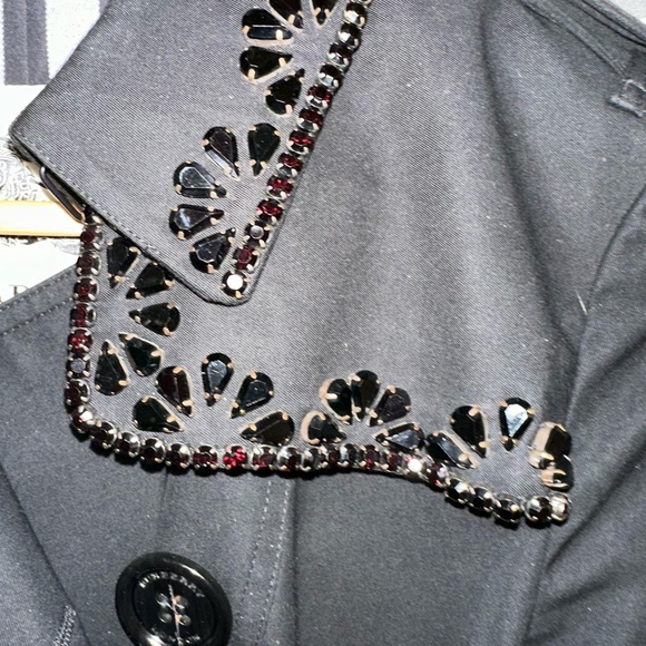 Burberry Women's Trench Coat W/Jewels - Black Size 4 Fitted. Rare - Picture 2 of 11